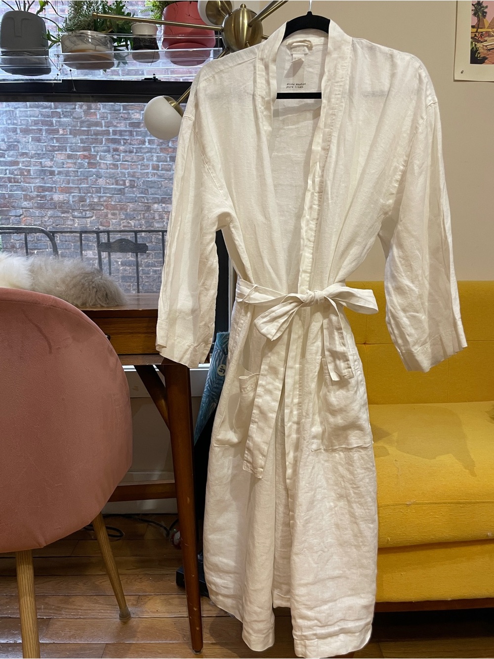 H&M 100% Linen White Bathrobe